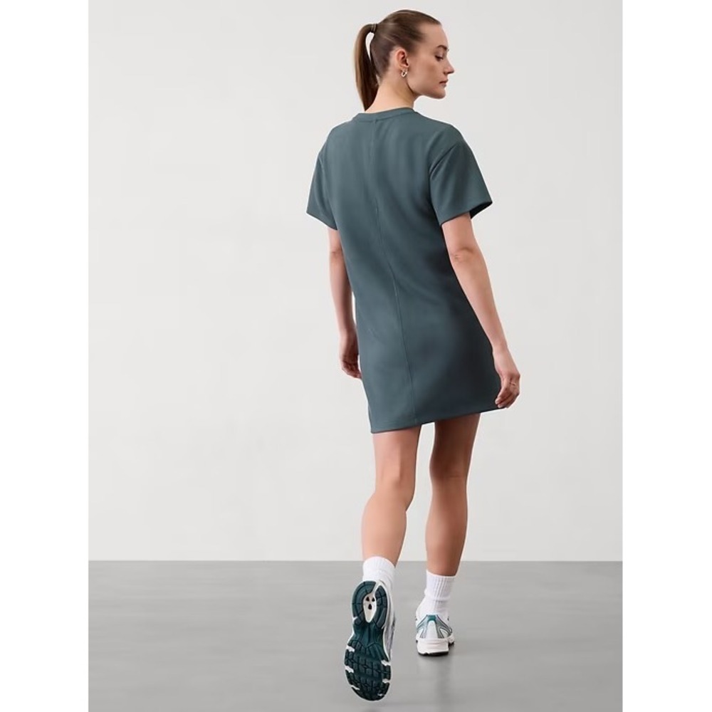Athleta Seasoft Ribbed Tee T-Shirt Dress Women M Pockets Short Sleeve Athleisure